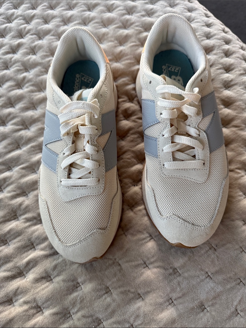 New Balance Women’s White & Light Blue Casual Sneakers
